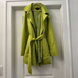 Lime Green Belted Women's Trench Coat
